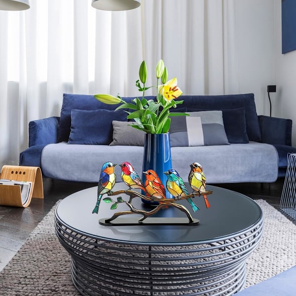 Färgglada fåglar prydnad bordsskiva gåva modern stil akryl fåglar figurin dekorativa prydnader för vardagsrum, sovrum, kontor skrivbord, skåp