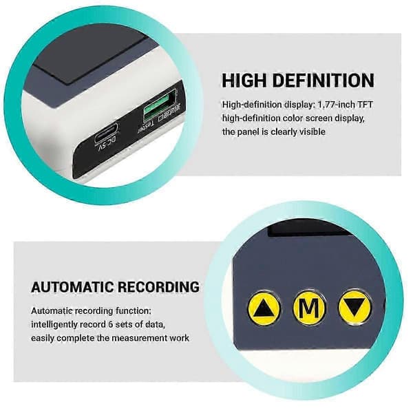 DC5V Hög Precision Spänning Internt Motstånd Testare TFT-Display 0.1mohm-20ohm 0.001V-45V Litium