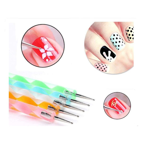 Dotting Tools Set, 5 stk  Nail Art 2 Way Dotting Pen Tool