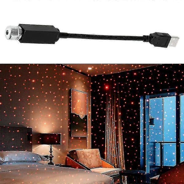 USB Bil Interiør LED Lys Tak Atmosfære Stjernehimmel Lampe Projektor Stjernelys