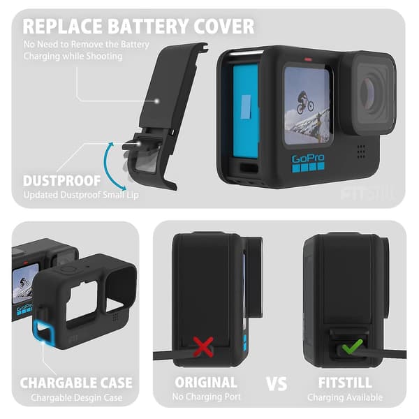 Etuisett for Go Pro Hero11/ 10/ 9, inkludert sidedeksel og objektivdeksel