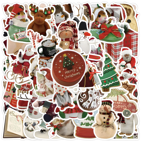 50 stk juleklistermærker til håndværk Kortfremstilling til børn Selvklæbende individuelle juleklistermærker til kort Kuffert Laptop Julefest Taskefyld