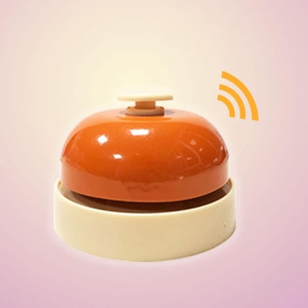1 st Bardiskringklocka, Gäster Restaurang Beställningsklocka, Matsalsreceptionsklocka, Metall Skrivbordsringklocka, Handtrycksklocka (orange)