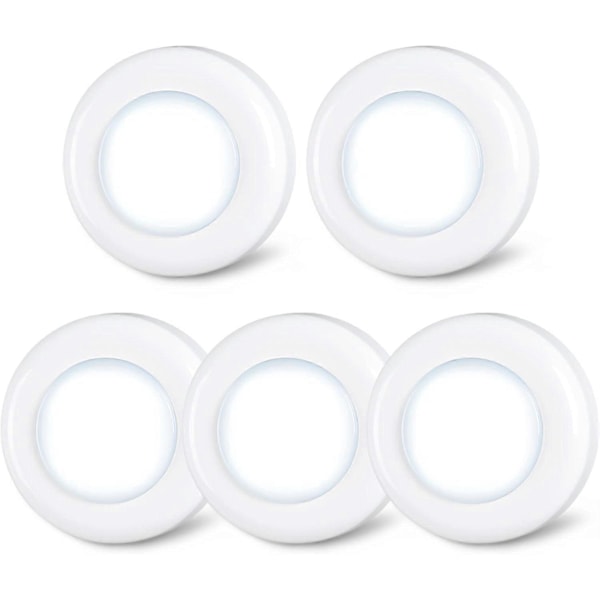 6 st Trycklampa Trycklampor Mini Touch Press Spot Lights Bärbara LED-lampor för inomhusbruk Batteridrivna Pucklampor för underskåp White