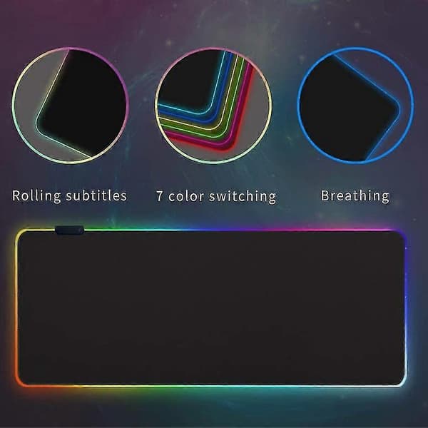 Rgb Gaming Musemåtte, 8 Tommer, Skridsikker Gummibase, 800x300x4mm