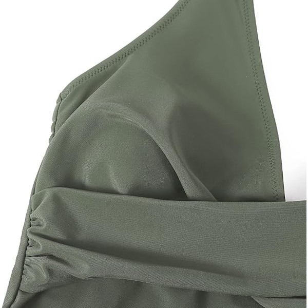 Baddräkt Dam Magekontroll Push Up Baddräkt Halter V-ringad Vadderad Hel Baddräkt green 2XL