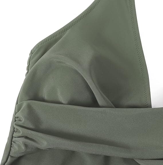 Badedrakt Dame Magekontroll Push Up Badehette V-hals Polstret Hel Badedrakt green 2XL