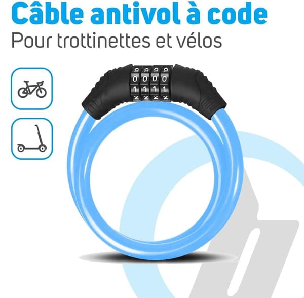 Elektrisk sparkesykkel og sykkel tyverisikring med tilpassbar kode (Blå, 60cm)