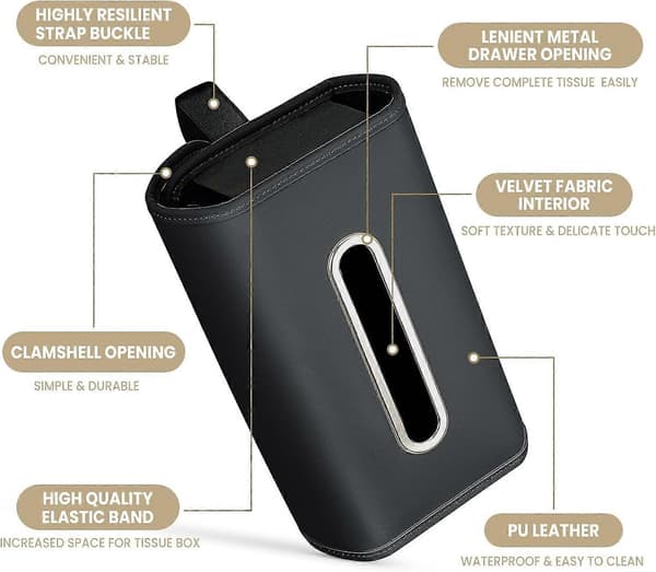Bil Tissue Holder, Tissue Box Cover Hold bilen ryddig, Premium PU