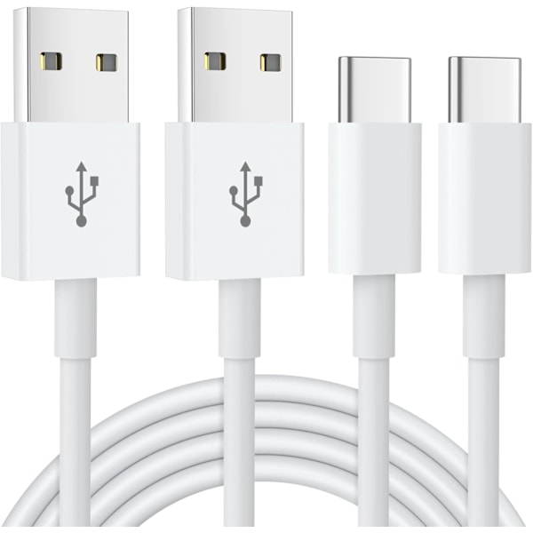 2-pakke 1,5 m USB-C ladekabel, USB til USB-C kabel Rask lading Kompatibel med iPhone 16 15, Samsung Galaxy S24 S23 S22 S21 Note 10 9 8 1.5m