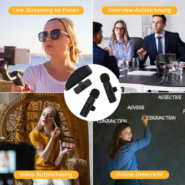 Trådløs Bluetooth-mikrofon til mobiltelefon, mini-mikrofon til videooptagelse, YouTube-streaming/Vlog, støjreduktion (iOS med 1 mikrofon)
