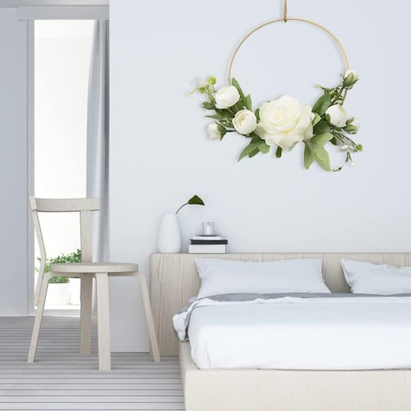 Gull krans med blomster, 19 cm kunstig veggdekorasjon