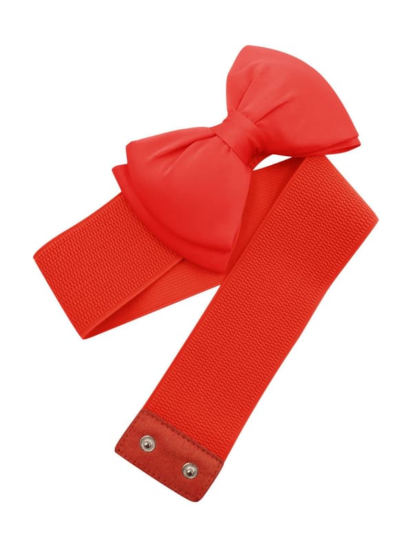 Elastisk belte for kvinner, bredt, elastisk, søtt sløyfebånd, bryllup, rødt