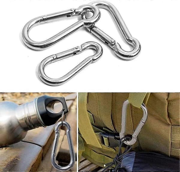 Karbinhakar i rostfritt stål - Förpackning med 10 karbinhakar med snäppkrokar (40 mm x 4 mm)