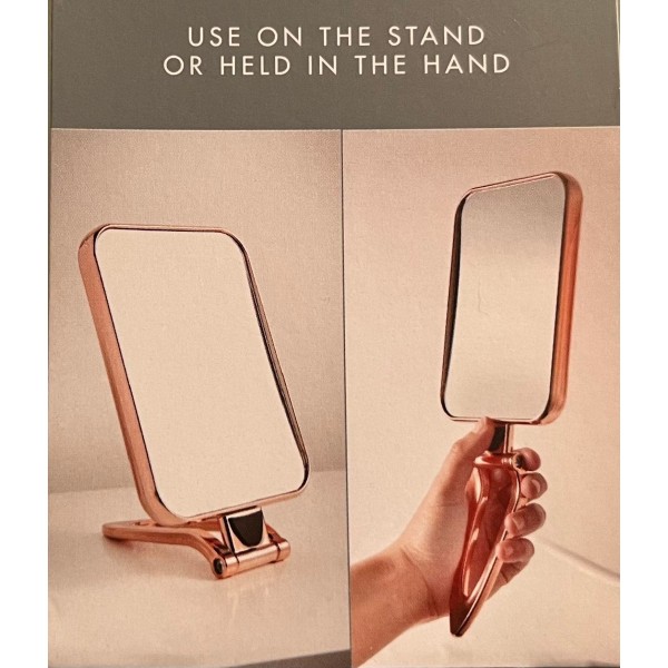 Dobbeltsidig sminkespeil frittstående kosmetikkspeil rektangulært sammenleggbart speil 2 i 1 utspeilingsspeil (rose gull)