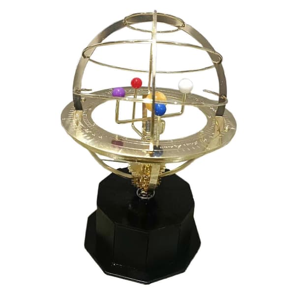 Grand Orrery-modell i metall av solsystemet, dekorativ bordsmodell med planeter