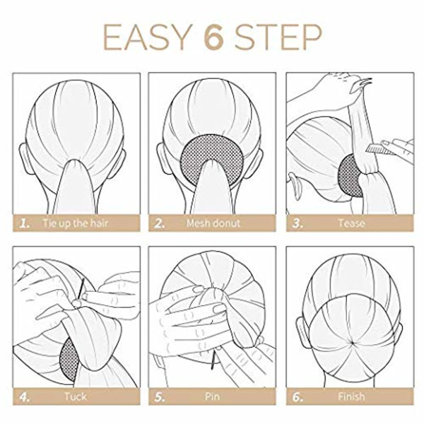 Hårbulleformare Set, 4 storlekar Beige Donut Bun Maker och 20 gyllene hårnålar för blont, Chignon Bun Maker Hårring Style Tillbehör beige