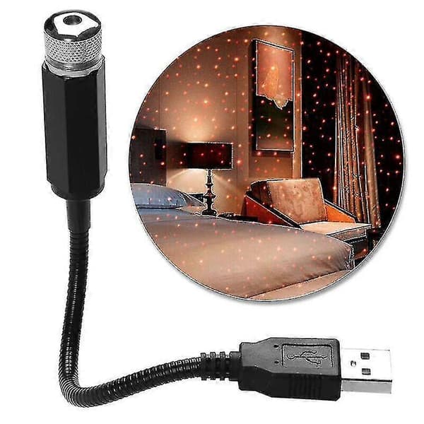 USB Bil Interiør LED Lys Tak Atmosfære Stjernehimmel Lampe Projektor Stjernelys
