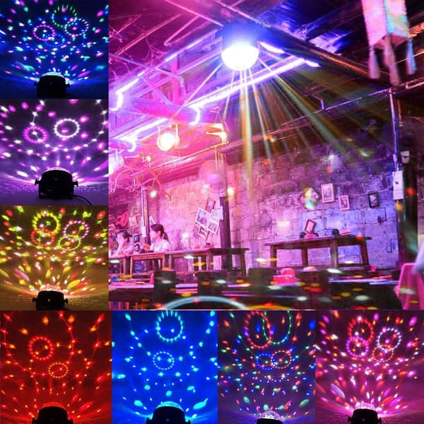 Disco-scenelys, 7 RGB-farvefest lydstyret projektor
