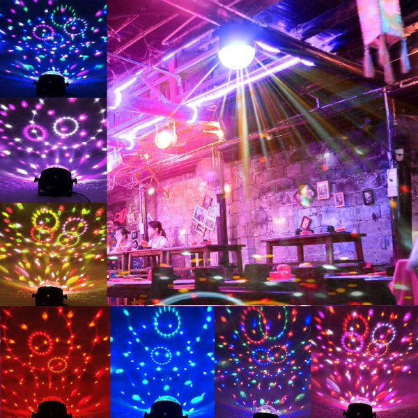 Disco-scenljus, 7 RGB-färgfestljudskontrollprojektor