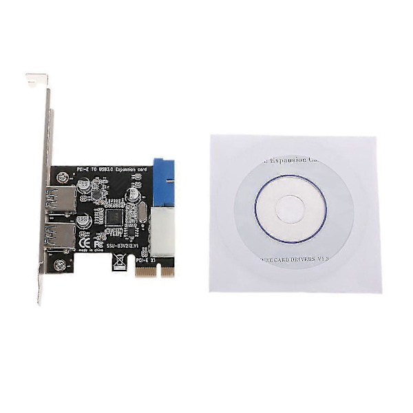 PCI-E X1 til 2 porte 19-pin USB 3.0 Header PCI Express USB 3.0 kortadapter