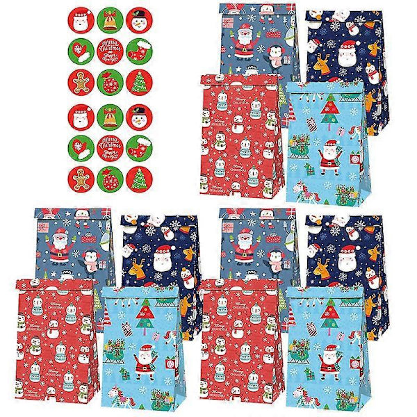 1 set godispåsar av papper jul papperspåse godispåsar för julklappar