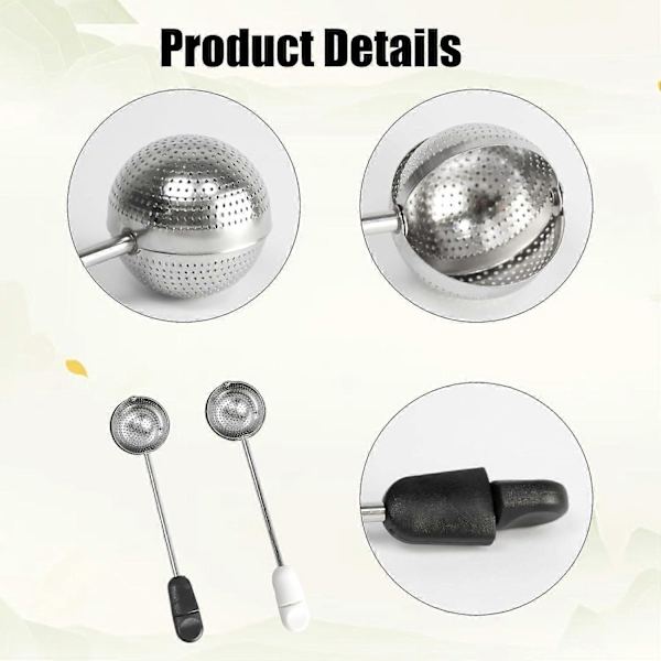 2 st Långt Handtag Mesh Vridande Teboll, Infuser Löst Teblad Infuser