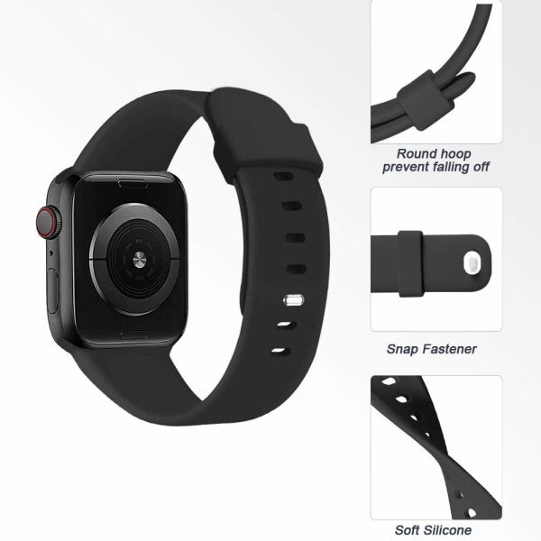Kompatibel med Apple Watch-stropper 45 mm 42 mm 44 mm, myk sportsrem Silikonerstatningsbånd for iWatch Series SE 7 6 5 4 3 2 1 for menn kvinner