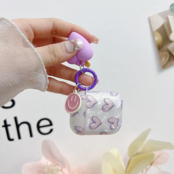 Kompatibel med AirPods 1&2 Fodral för Kvinnor Flickor, Sött Hjärtan Skal Design Mjuk TPU Fodral med Nyckelring Anti-damm Stöttålig Skyddande Skal