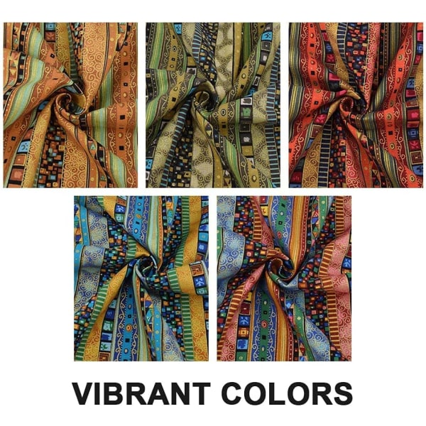 5 stykker etnisk mønster bomuld og linned trykt stof (50×40 cm)