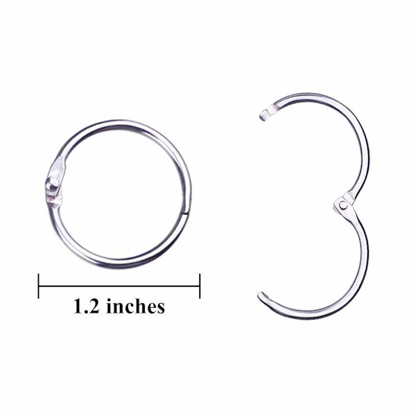 100 stk. ringbind 1,2 tommer/30 mm sølv metal