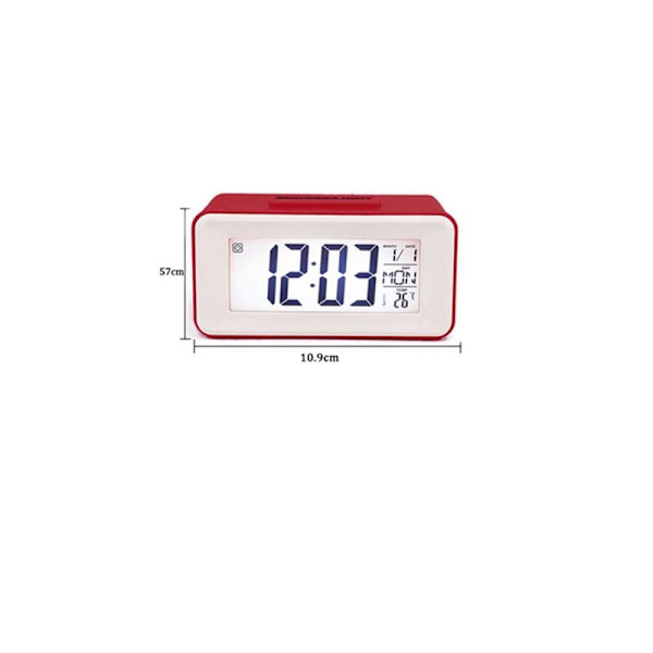 LED Digital Vækkeur Elektronisk Digital Alarm Skærm Desktop Ur til Hjemmekontor Baggrundsbelysning Snooze Skrivebordsure (Farve: Rød)
