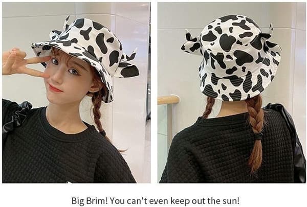 Unisex Ko-tryckt Hinkhatt Bomull Ko-hatt (Svart+vit ko)