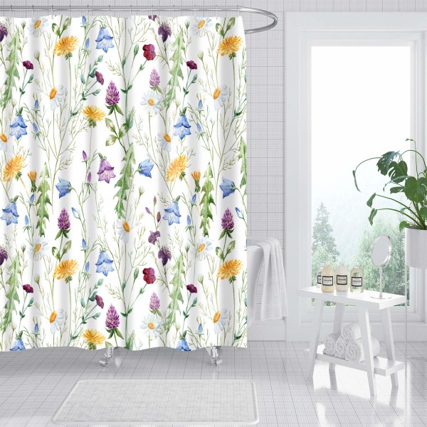 Wildflower bruseforhæng til badeværelset, 180L x 180W centimeter