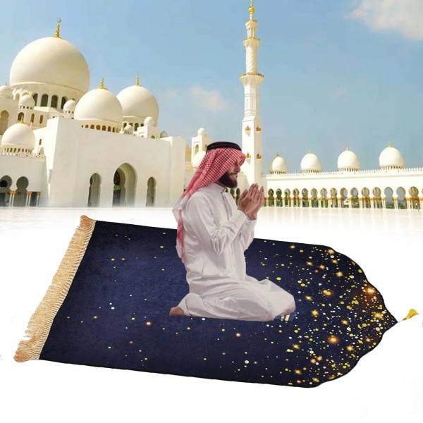 Bønnematte for muslimsk, uregelmessig bueformet muslimsk bønnematte 3D-utskrift Tykt polstret bønneteppe med dusker mykt bedeteppe, størrelse: 120x80 cm