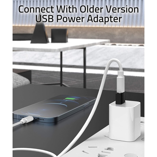 USB C-hun til USB-han-adapter, 3-pak, sort