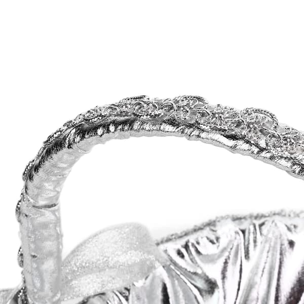 Blomsterflicka Korg, Silver Blomsterkorg Bröllop Blomsterkorg med Strass Spets för Bröllopsceremoni(Silver S)