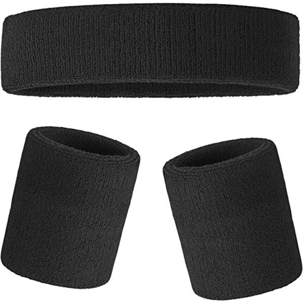 3-pak svedbånd sæt med sports pandebånd armbånd