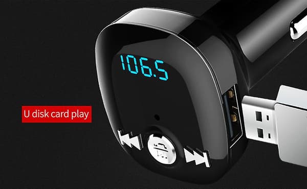 FM-sändare för bil - Bluetooth-adapter med QC3.0 billaddare