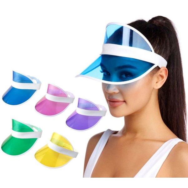 5 st Unisex Pub Golf Visir Festival Plast Solskydd Hattar Solskydd Tennis Visir Vattentätt Pool Strand Sommar Visir