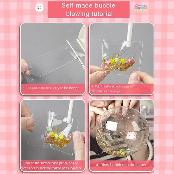 1 st blåsbar bubbeltejp, icke-märkande dubbelsidig tejp för DIY-hantverk, kläm leksakstillverkning, återanvändbar färg