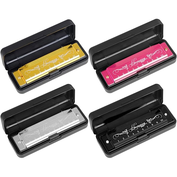 Bluesmunspel, Diatonisk Bluesmunspel i C-tonart, 10 Hål 20 Toner Blues Harp Munspel (Roseröd) silver
