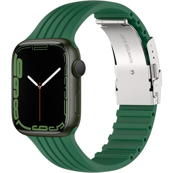 Rem kompatibel for Apple Watch-stropper 42 mm 44 mm 45 mm 4 mm, DIY-design Kuttbart, mykt, pustende sportsarmbånd for iWatch-serien green 42/44/45/49MM