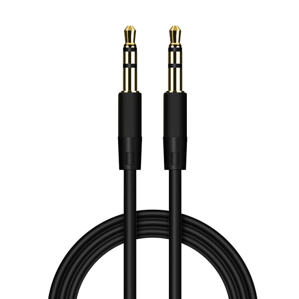 1M Aux-kabel 3,5 mm hane stereojack till jack ljudkabel - extra för bilar, hörlurar kompatibla med iPhones, iPad, bärbara datorer (svart)