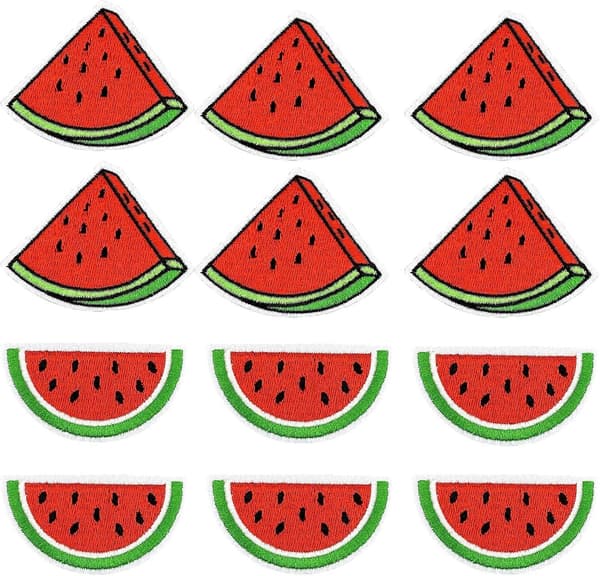 12 stk. Vandmelon Stryge-på-patches, Vandmelon Broderet Applikationspatch