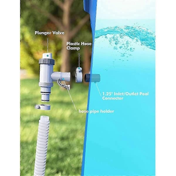 Poolslangeadapter, reservedele til swimmingpool Poolslangebeslag og stempelventil til over jorden