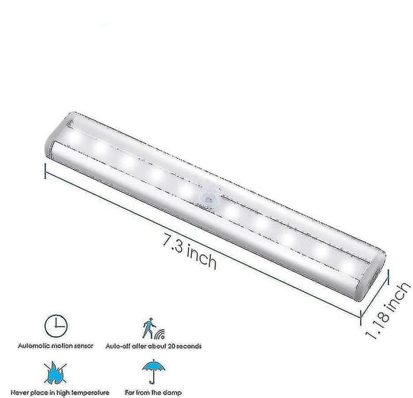 3-pak opgraderet USB genopladelig 10 LED magnetisk bevægelsessensorlys