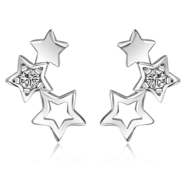 Sølv Cubic Zirconia Triple Star Ørestikker