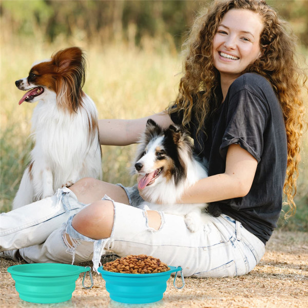 2 Pack Dog Collapsible Bowl Portable(Light Blue + Light Green)