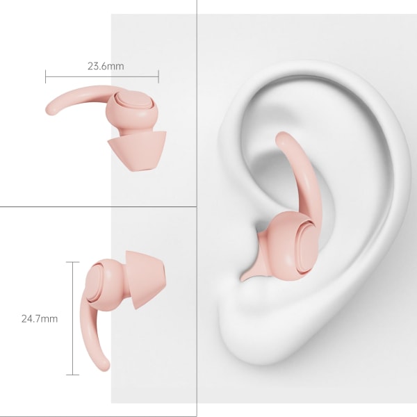 Ørepropper i silikon - Supermyk komfort Gjenbrukbare ørepropper, støyreduksjon, sove, fly, 1 par rosa